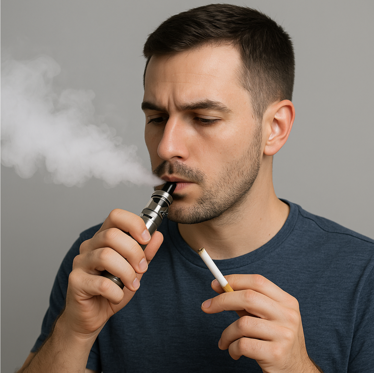 homme vapotant de façon écolo